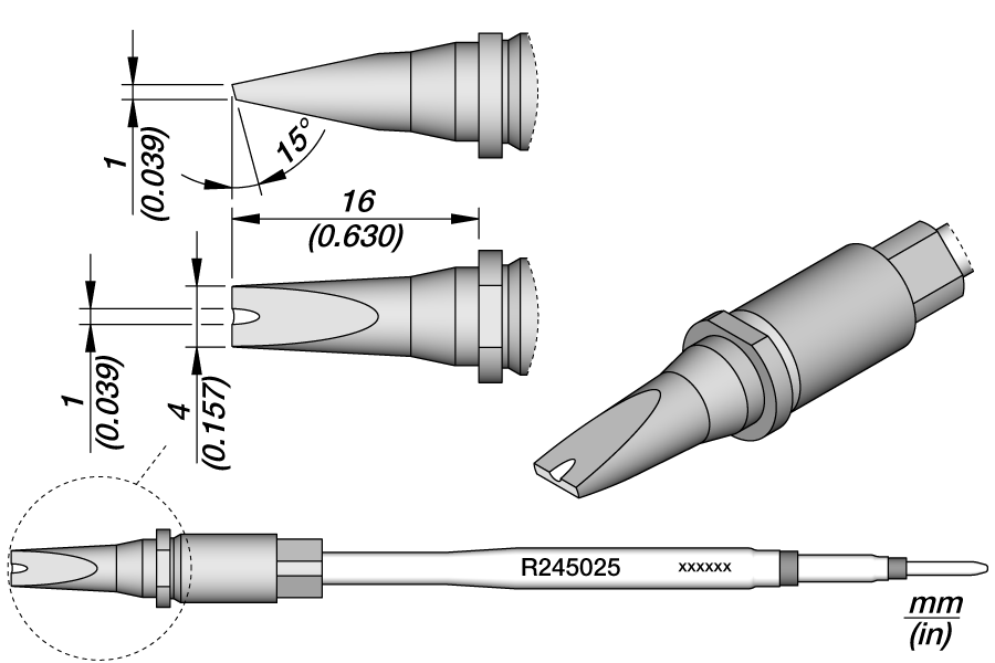 R245025 - Grooved Chisel Cartridge 4 x 1